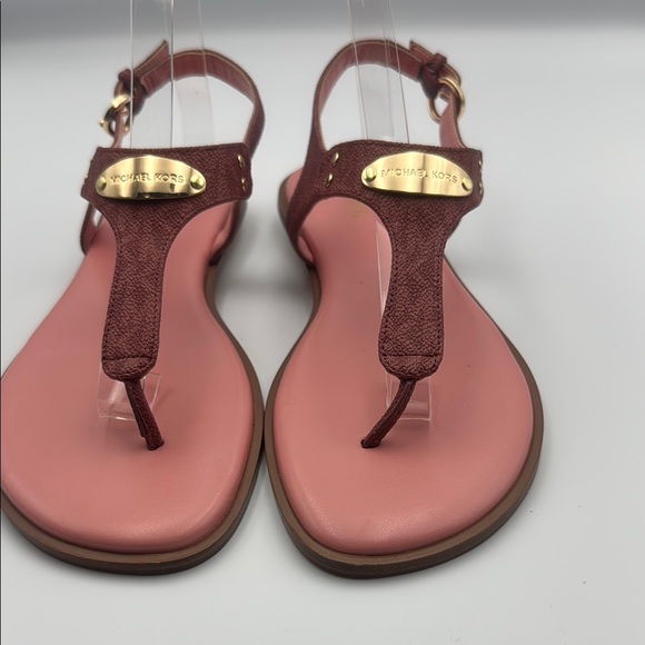 Michael Kors Shoes - Michael Kors Pink and Gold Sandals‎ with T-Strap Design